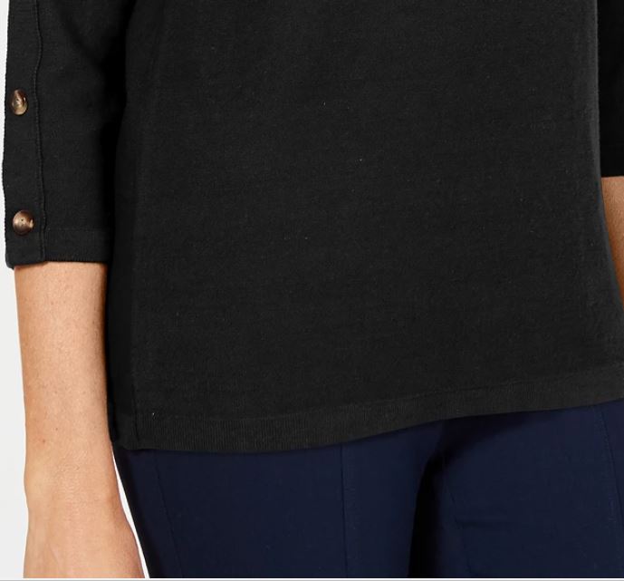 Karen Scott Suéter Feminino Manga 3/4 Preto Tamanho P