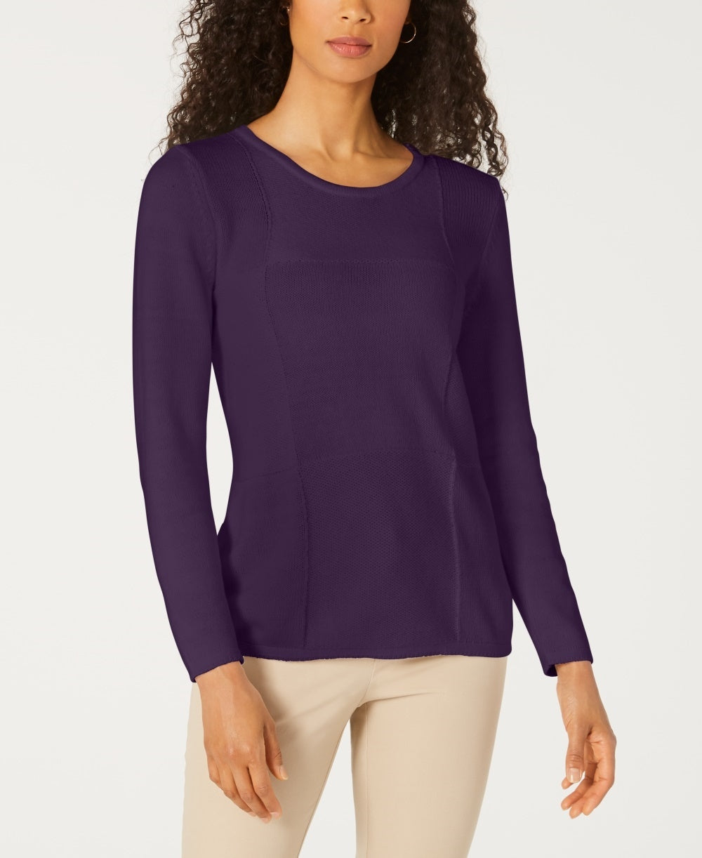 Karen Scott Suéter Feminino Patchwork com Ponto Roxo Tamanho Grande