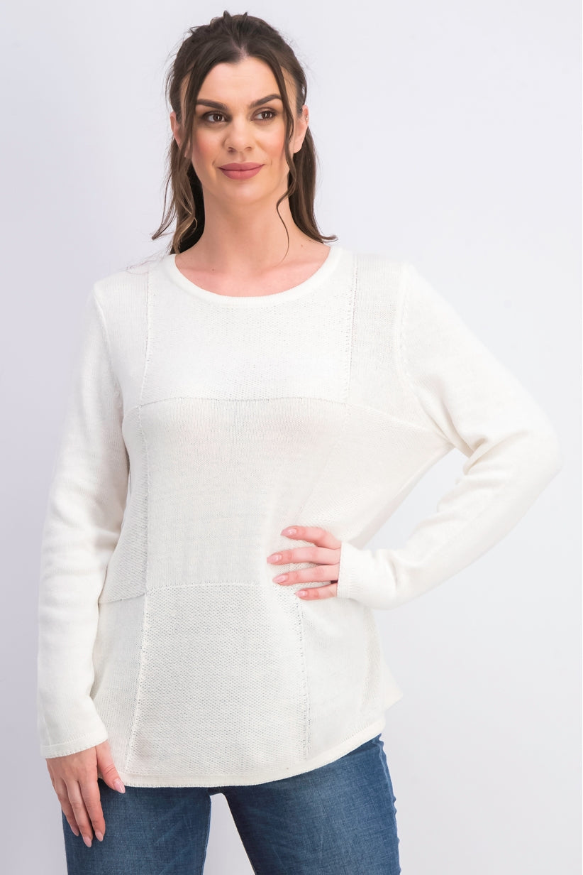 Karen Scott Suéter Feminino Patchwork com Ponto Branco Tamanho Extra Pequeno