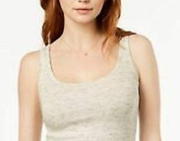 Blusa feminina Maison Jules com decote redondo, bege, tamanho médio