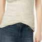Blusa feminina Maison Jules com decote redondo, bege, tamanho médio