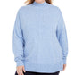 Karen Scott Suéter Feminino Plus com Gola Simulada Azul Tamanho 2X
