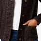 Karen Scott Cardigan Feminino com Botões Frontais e Gola Xale Preto Tamanho Grande