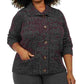 Karen Scott Cardigan Feminino Plus Marled Gola Asa Preto Tamanho 1X