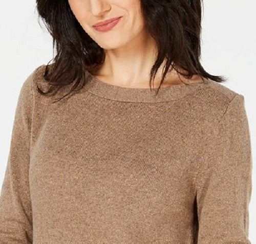 Túnica feminina Karen Scott lisa com bainha curva, marrom, tamanho médio