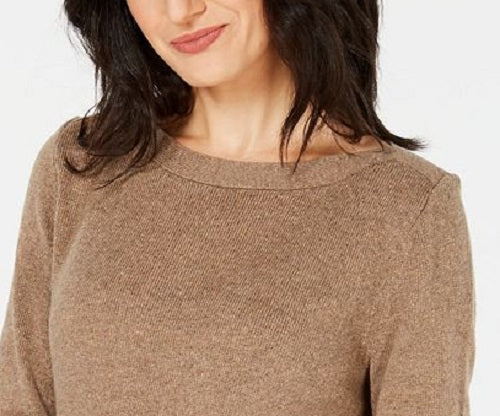 Túnica feminina Karen Scott lisa com bainha curva, marrom, tamanho extragrande