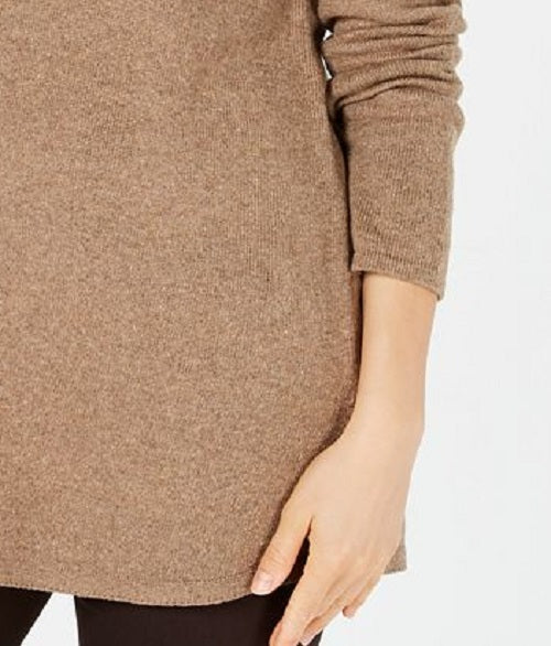 Túnica feminina Karen Scott lisa com bainha curva, marrom, tamanho extragrande