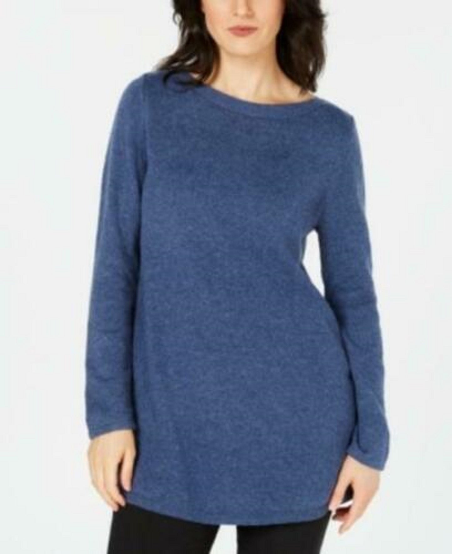 Túnica feminina Karen Scott lisa com bainha curva, azul, tamanho grande