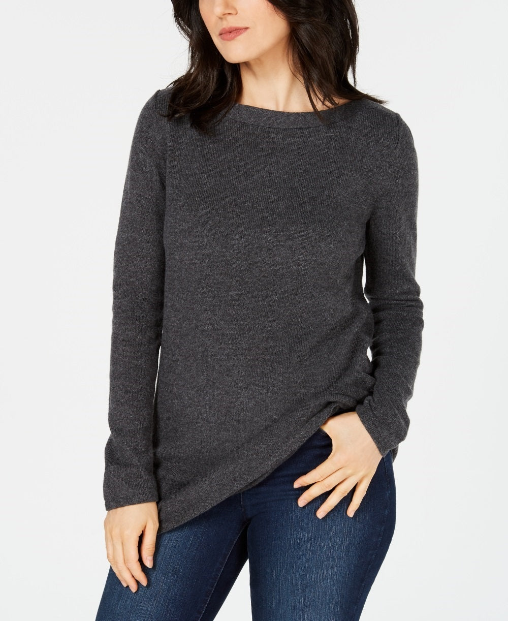 Túnica feminina Karen Scott com bainha curva e lisa, cor carvão, tamanho extrapequeno