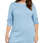 Túnica feminina Karen Scott Plus com bainha curva, azul, tamanho 3X