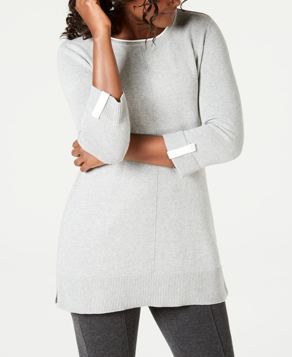 Karen Scott Suéter Feminino de Algodão Cinza Tamanho P