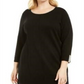 Karen Scott Suéter Feminino de Algodão com Gola Alta Preto Tamanho 1X