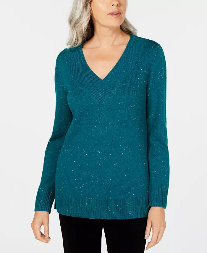 Karen Scott Suéter Feminino Manga Longa Gola V Verde Tamanho P