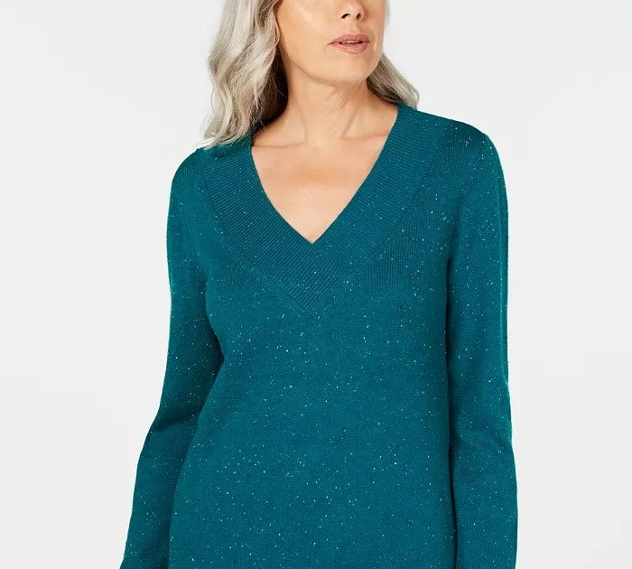 Karen Scott Suéter Feminino Manga Longa Gola V Verde Tamanho P