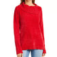 Karen Scott Suéter Feminino Gola Envelope Chenille Vermelho Tamanho Pequeno Médio