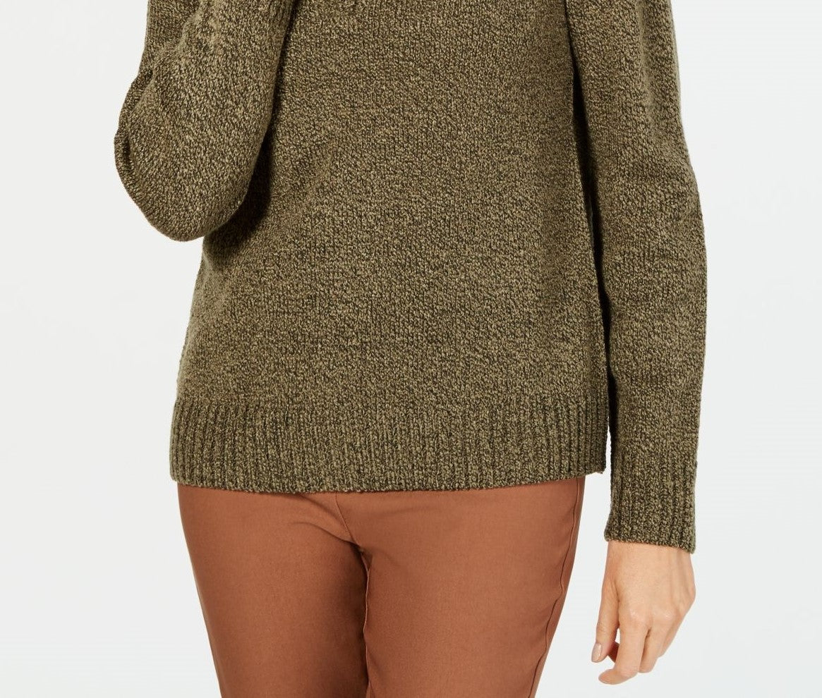 Karen Scott Suéter Feminino Petite de Malha Marmorizada Verde Tamanho Petit