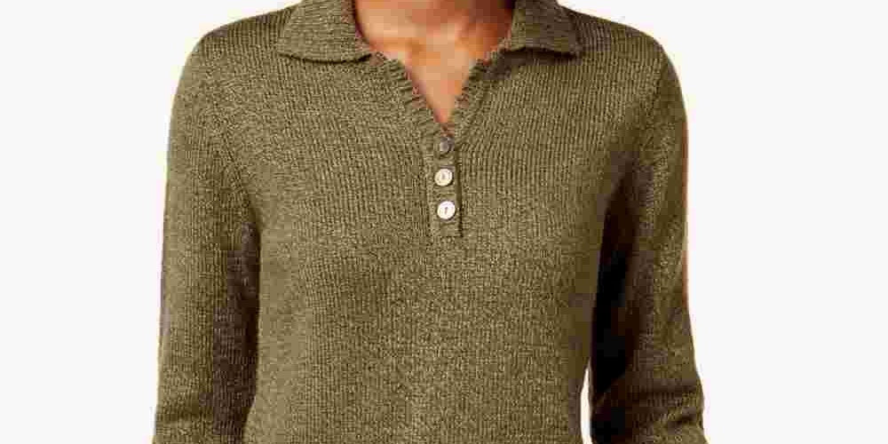 Karen Scott Suéter Feminino Manga Longa Gola Verde Tamanho Pequeno Pequeno