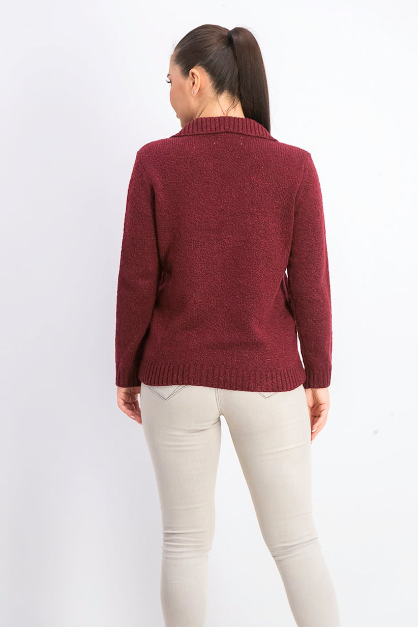 Karen Scott Suéter Feminino Petite com Gola Pontilhada Vermelho Tamanho Petite