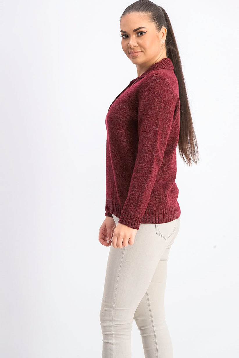 Karen Scott Suéter Feminino Petite com Gola Pontilhada Vermelho Tamanho Petite