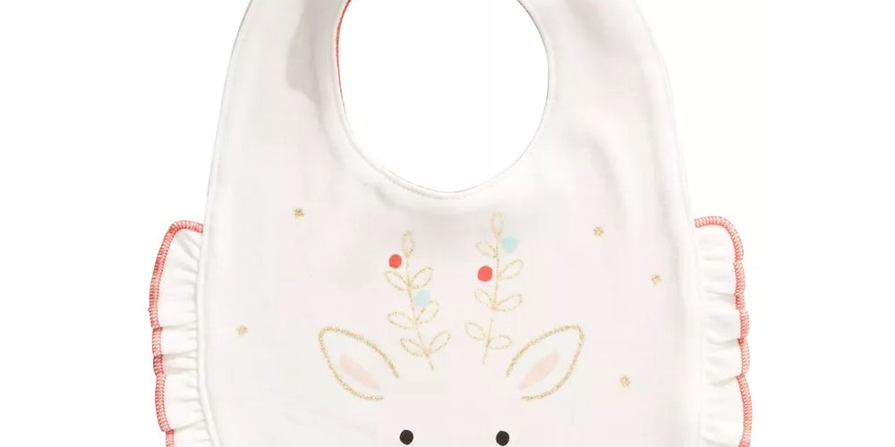 Babador reversível de algodão para bebê First Impressions, tamanho regular, branco