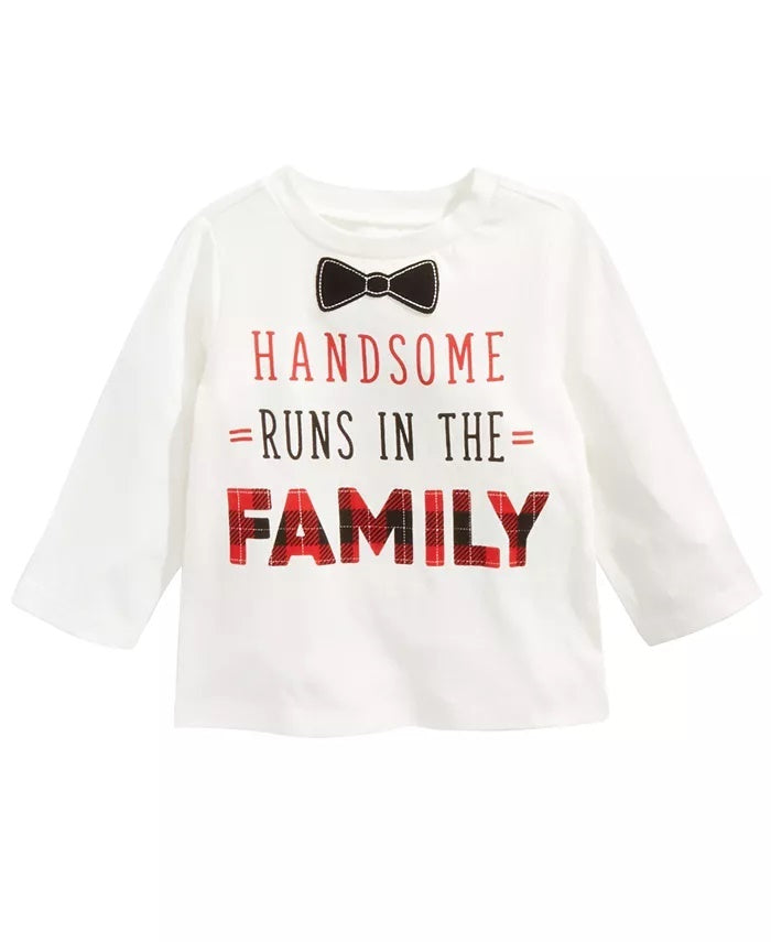 Camiseta de algodão com estampa bonita para meninos First Impressions, branca, tamanho 6 a 9 meses