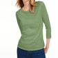 Camiseta feminina lisa com manga 3/4 Maison Jules, verde, tamanho pequeno