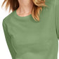 Camiseta feminina lisa com manga 3/4 Maison Jules, verde, tamanho pequeno
