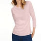 Camiseta feminina lisa com manga 3/4 Maison Jules, rosa, tamanho extragrande