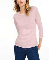 Camiseta feminina lisa com manga 3/4 Maison Jules, rosa, tamanho extragrande