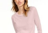 Camiseta feminina lisa com manga 3/4 Maison Jules, rosa, tamanho extragrande