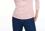 Camiseta feminina lisa com manga 3/4 Maison Jules, rosa, tamanho extragrande