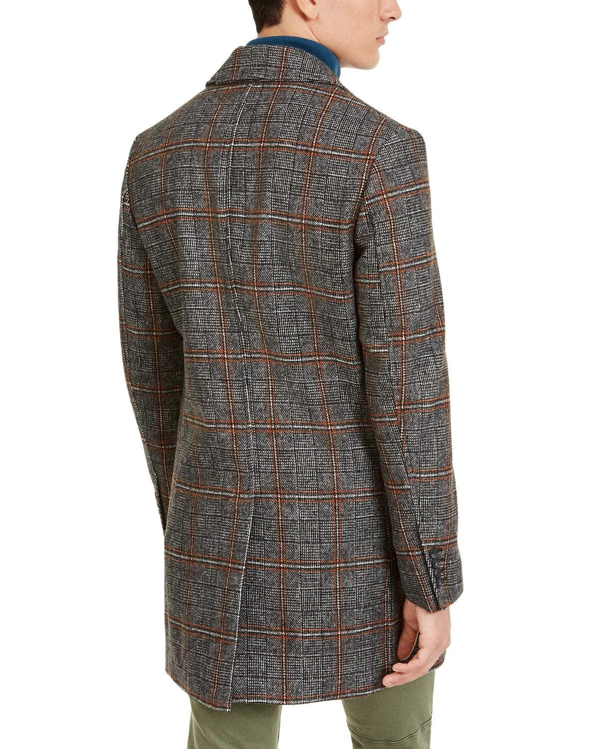 INC International Concepts Logan Plaid Topcoat Masculino Cinza Tamanho Pequeno