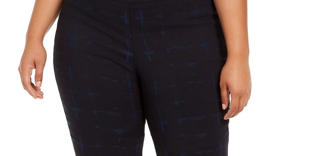Calça xadrez feminina Alfani Plus Size, azul marinho, tamanho 20W