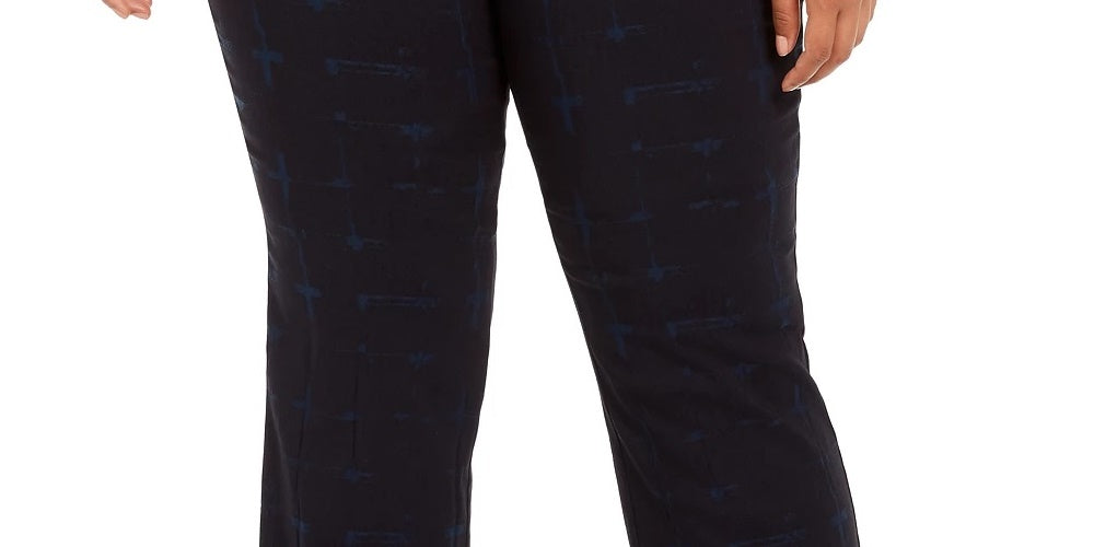 Calça xadrez feminina Alfani Plus Size, azul marinho, tamanho 20W