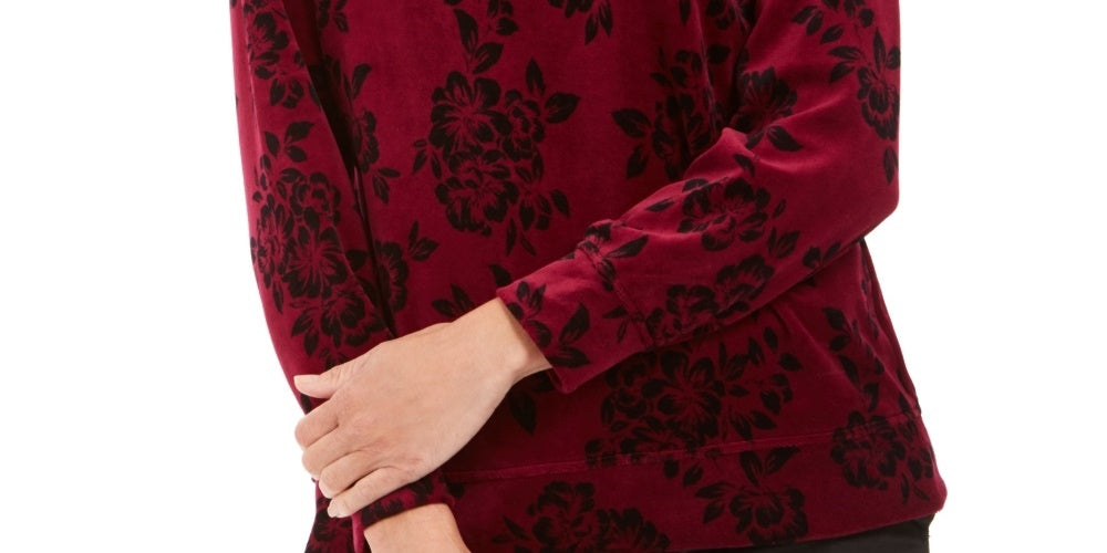 Karen Scott Moletom feminino com estampa floral roxo tamanho pequeno pequeno