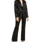 Blazer feminino Alfani com estampa floral em jacquard e cetim preto, tamanho extragrande