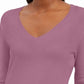 JM Collection Suéter feminino com decote em V e mangas enfeitadas, rosa, tamanho extragrande