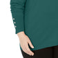 Camiseta feminina verde lisa com decote redondo e manga comprida, tamanho 2X, da coleção JM