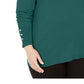 Camiseta feminina verde lisa com decote redondo e manga comprida, tamanho 3X, da coleção JM
