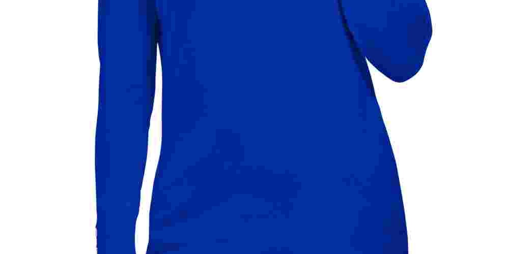 JM Collection Suéter Feminino com Mangas Apertadas e Gola Alta Azul Tamanho X-G