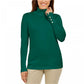 JM Collection Suéter Feminino com Mangas Apertadas e Gola Alta Verde Tamanho X-G