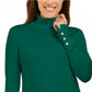 JM Collection Suéter Feminino com Mangas Apertadas e Gola Alta Verde Tamanho X-G
