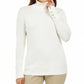 JM Collection Suéter Feminino com Mangas Apertadas e Gola Alta, Branco, Tamanho XXG