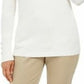 JM Collection Suéter Feminino com Mangas Apertadas e Gola Alta, Branco, Tamanho XXG