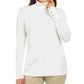 JM Collection Suéter Feminino com Mangas Apertadas e Gola Alta, Branco, Tamanho Grande