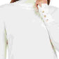 JM Collection Suéter Feminino com Mangas Apertadas e Gola Alta, Branco, Tamanho Grande