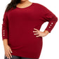 Suéter Dolman Plus Size Feminino JM Collection Vermelho Tamanho 2X
