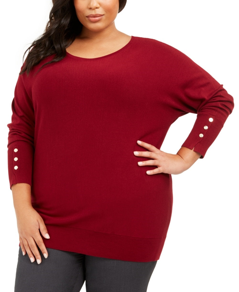 Suéter Dolman Plus Size Feminino JM Collection Vermelho Tamanho 2X