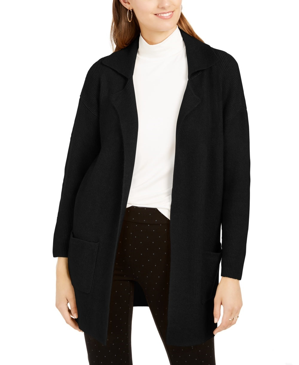 Jaqueta feminina estilo &amp; co com abertura frontal, preta, tamanho pequeno