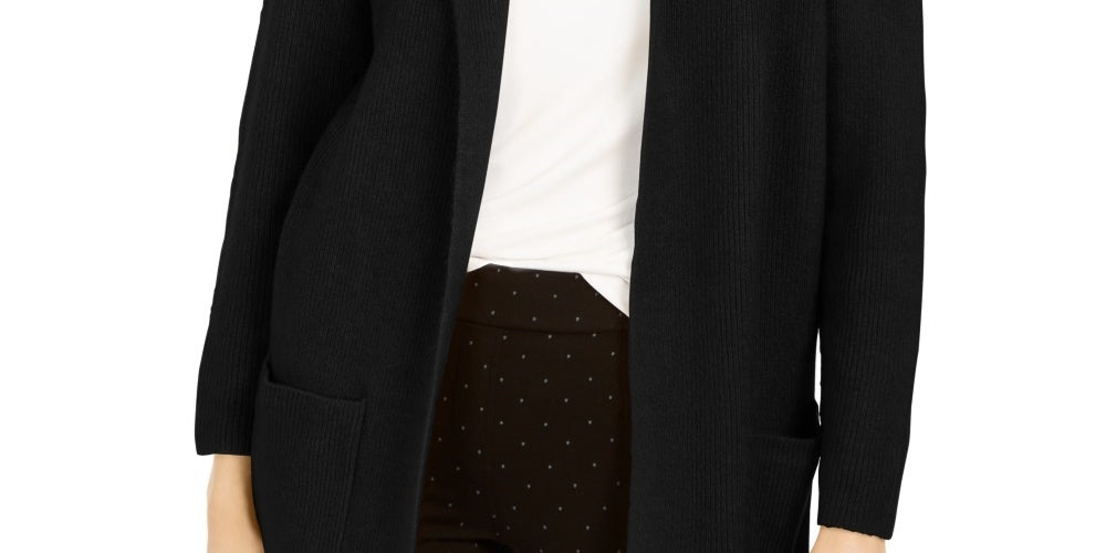 Jaqueta feminina estilo &amp; co com abertura frontal, preta, tamanho pequeno